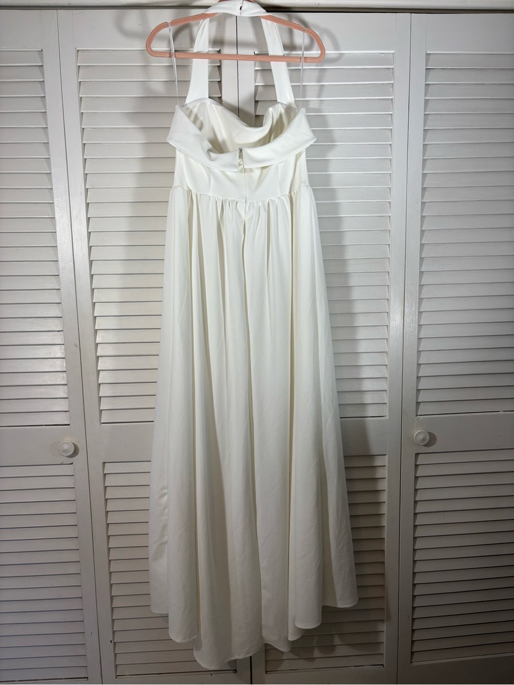Lulus Telia White Halter Basque Waist Maxi Dress Size XL Wedding Gown Bride - Picture 4 of 9
